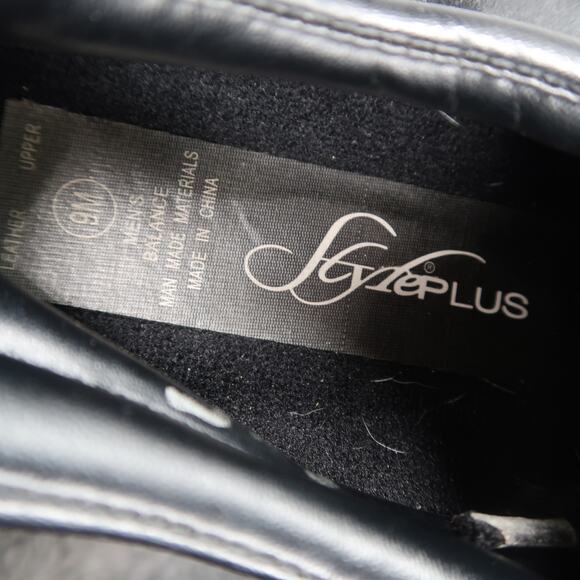 Style Plus Shoes Mens 9 Black Leather Derby Dress Classic Lace Up Comfort Retro - Picture 8 of 12